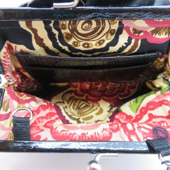 Women Wristlet Brighton Black Patent Leather Wallet Bag Coin Purse Kisslock - Picture 10 of 12